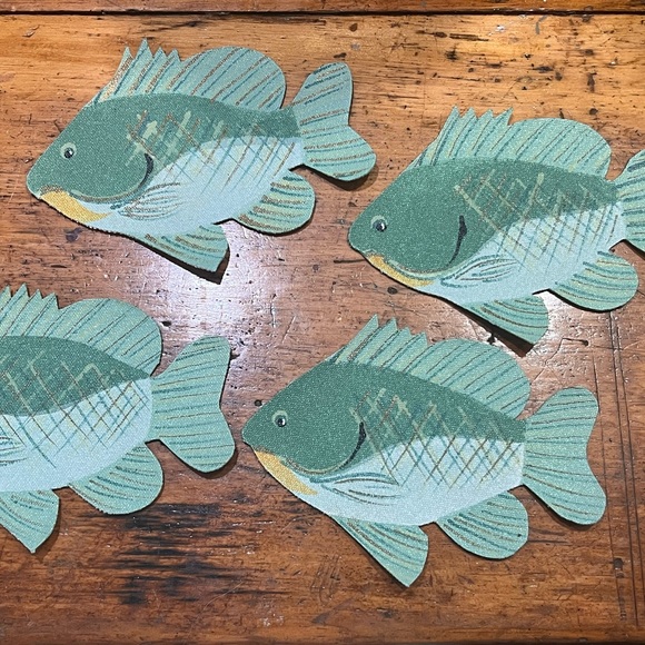 Canvas Fish Coasters Handmade One of a Kind Set of 4 - Picture 7 of 7